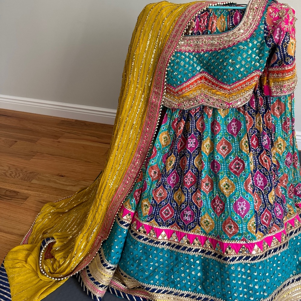 colorful mehendi lehenga